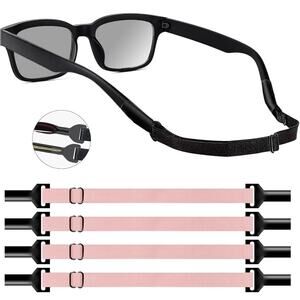 8 Adjustable Glasses Strap No Tail Around Neck For All Glasses Pink 9.5-13.5 in